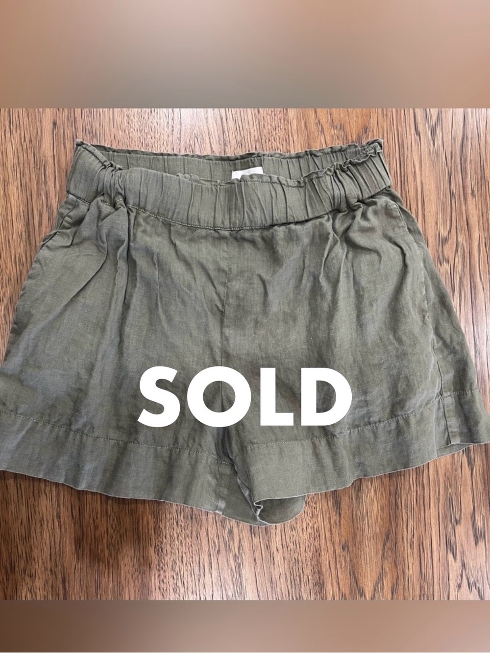 Lou & Grey Olive High-Waist 100% Linen Shorts